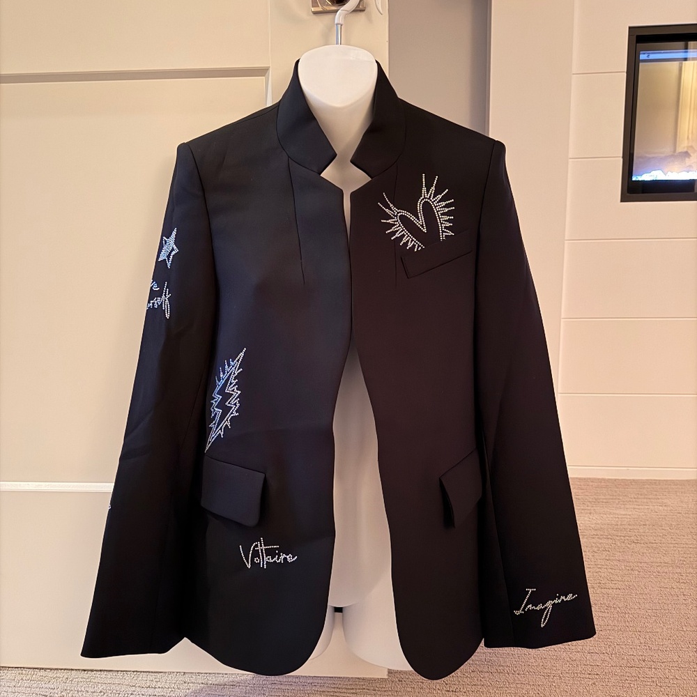 ZADIG & VOLTAIRE Edgy Embellished Black Blazer Sz 36/4 NWT $600!! - Picture 4 of 6